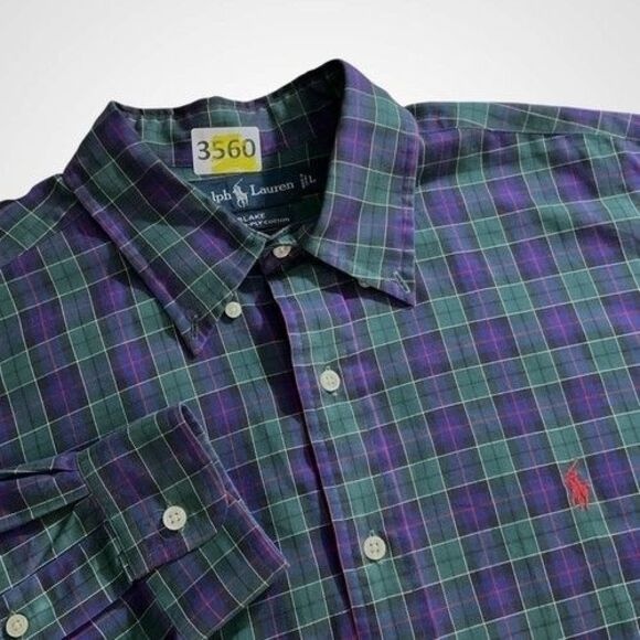 Ralph Lauren Blake Long Sleeve Button Up Preppy Shirt Men Size Large Blackwatch - Picture 1 of 10